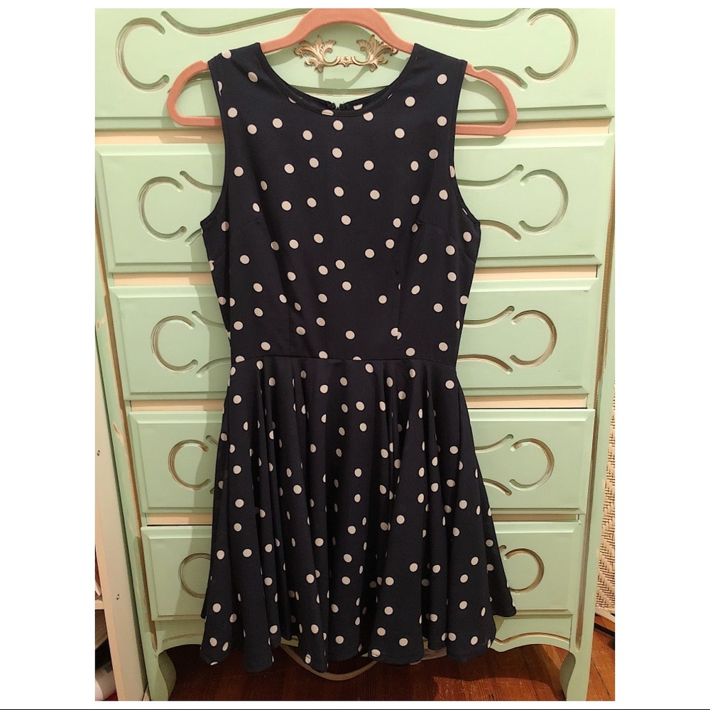 Navy Polka Dot Dress